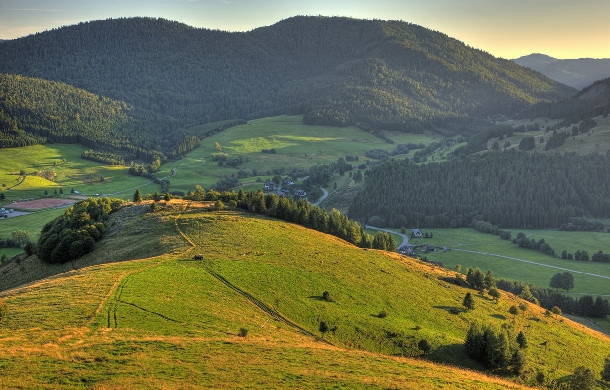 Bernau: Blick über die Weidfelder am Scheibenfelsen bei Bernau-Dorf zum Blößling. Foto: Erich Spiegelhalter